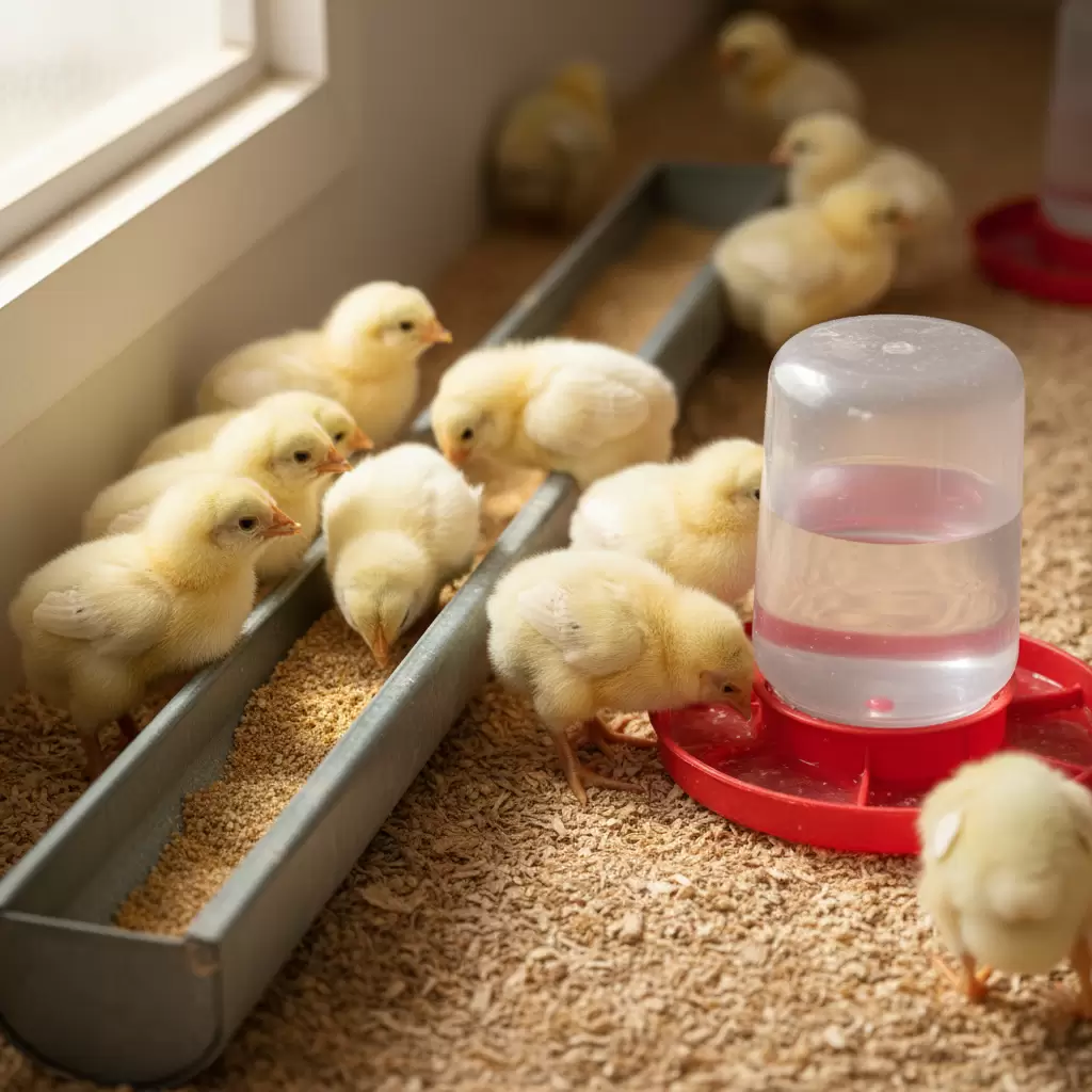 Bổ sung đầy đủ vitamin và điện giải vào nước uống giúp tăng cường sức đề kháng cho gà con