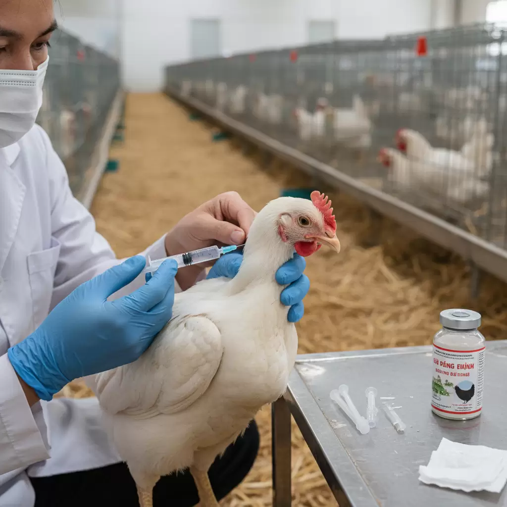 Tiêm thuốc đặc trị giúp gà nhanh chóng phục hồi hệ hô hấp