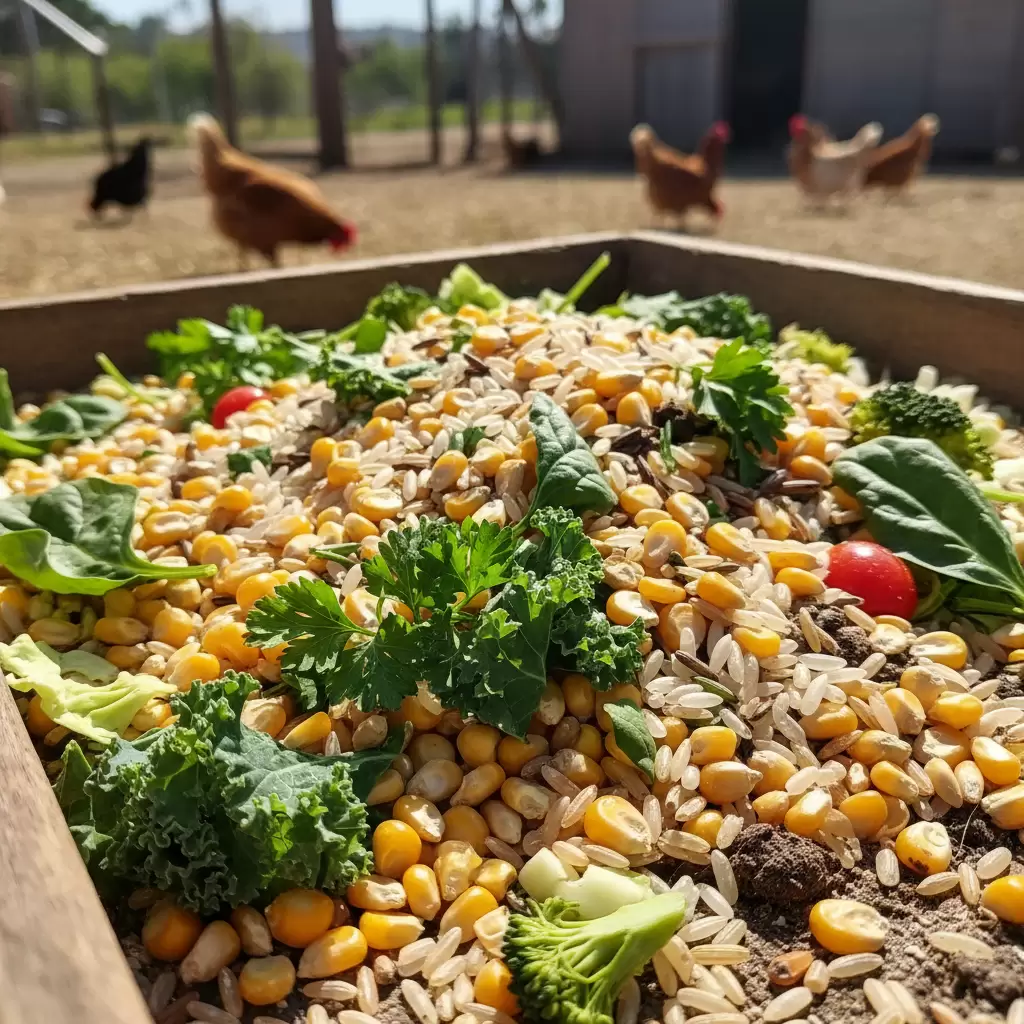 Phối trộn thức ăn tự nhiên giúp thịt gà thơm ngon và đậm đà hơn