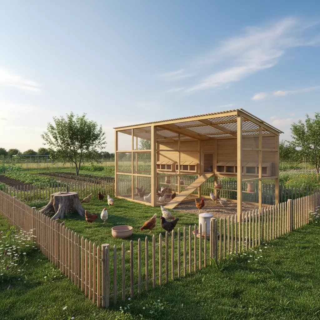 Thiết kế chuồng trại thông thoáng kết hợp sân chơi rộng rãi cho gà vận động