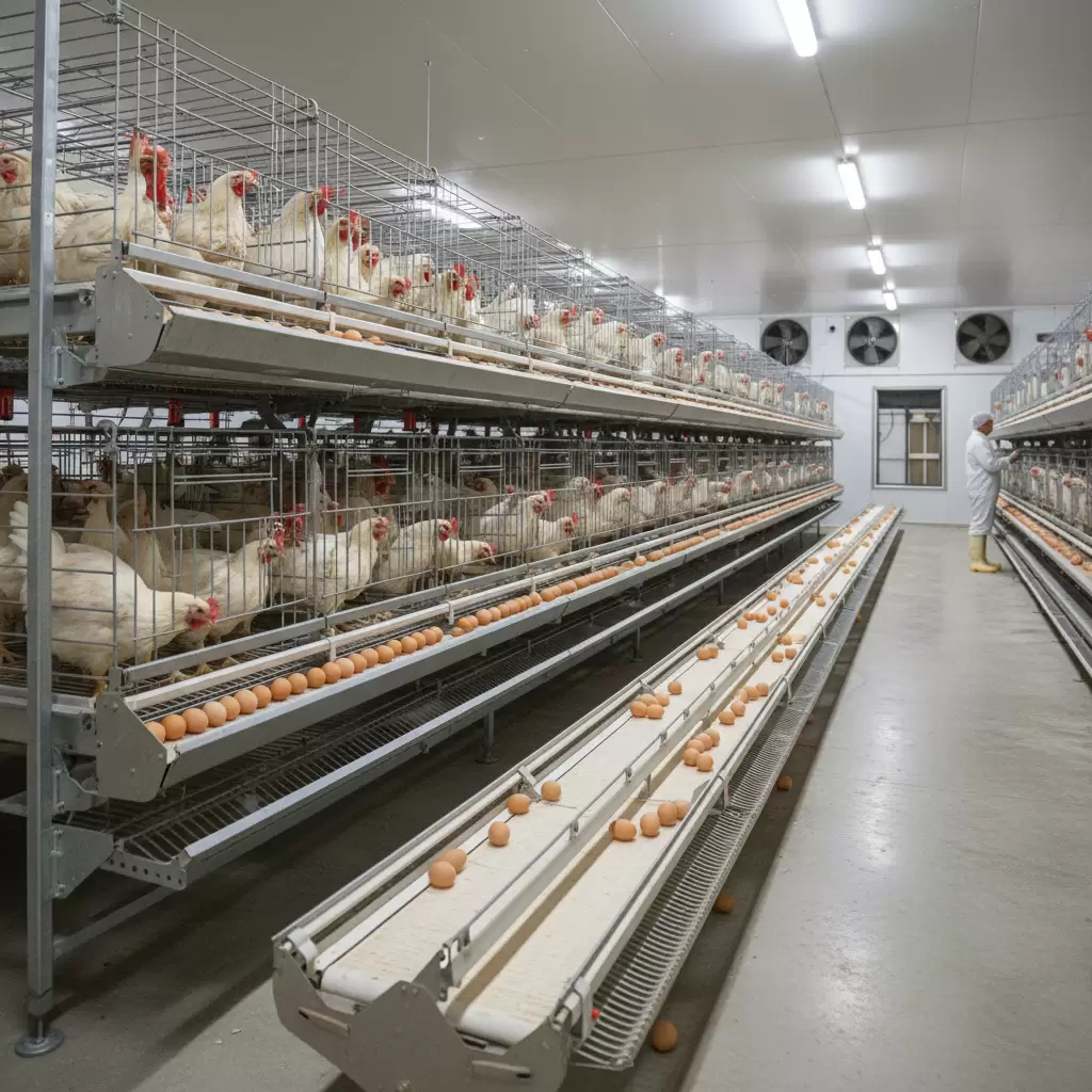 gemini_image_1768381412 Mô hình chăn nuôi gà đẻ trứng tập trung đạt năng suất cao
