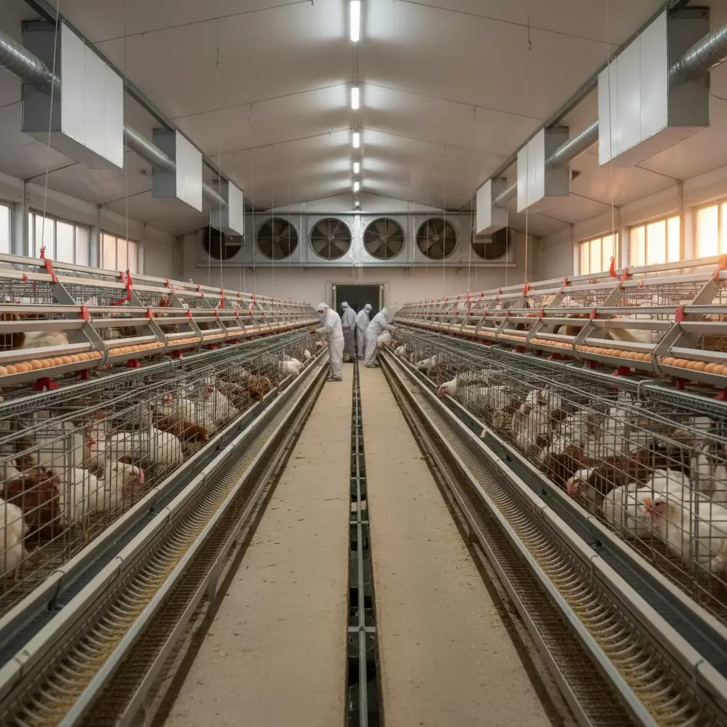 gemini_image_1768381413 Thiết kế chuồng trại thông thoáng giúp gà giảm stress và tăng tỷ lệ đẻ