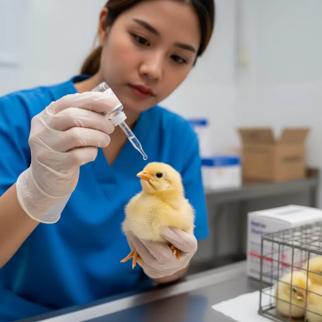 gemini_image_1768385685 Thực hiện đúng quy trình tiêm phòng vaccine để tạo miễn dịch cho đàn gà