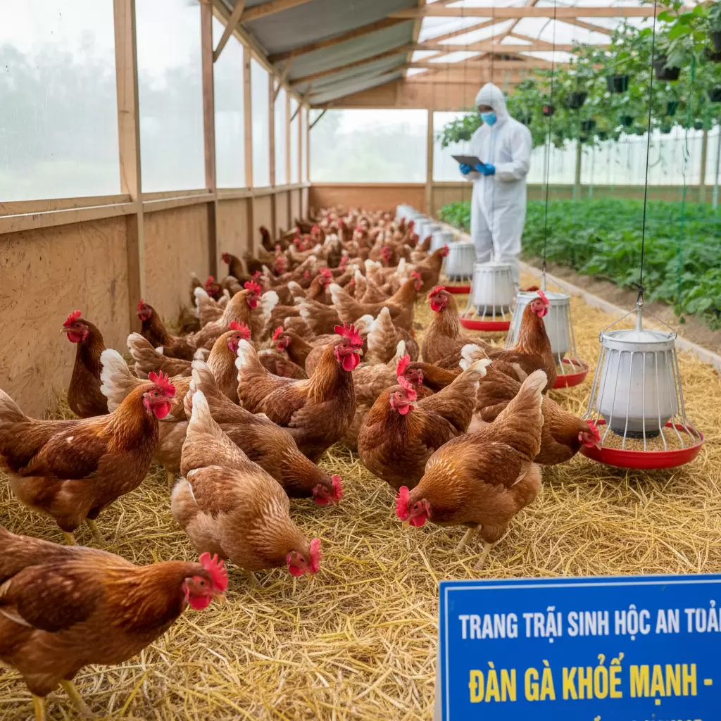 Chăn nuôi gà theo hướng an toàn sinh học giúp đàn vật nuôi phát triển khỏe mạnh