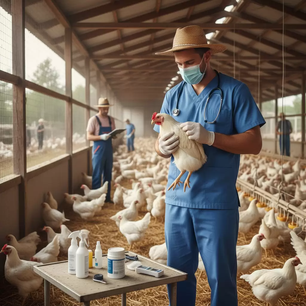 Thường xuyên kiểm tra sức khỏe đàn gà để phát hiện sớm các dấu hiệu bệnh hô hấp