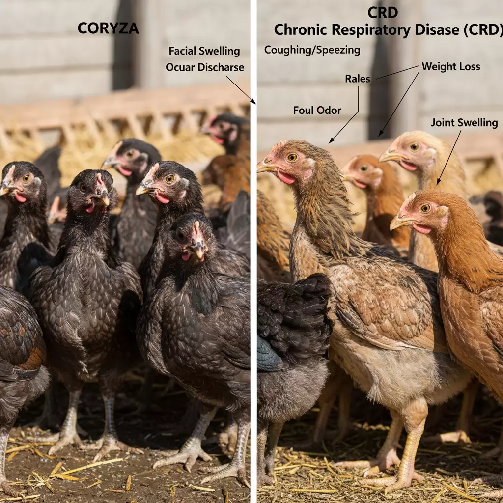 gemini_image_1768389118-1 Sự khác biệt giữa bệnh Coryza và các bệnh hô hấp khác trên gia cầm