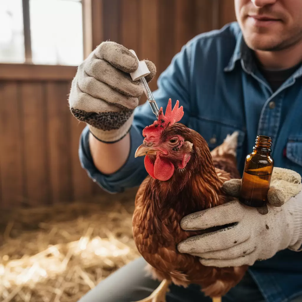 Vệ sinh và bôi thuốc sát trùng là bước quan trọng trong điều trị bệnh đậu gà