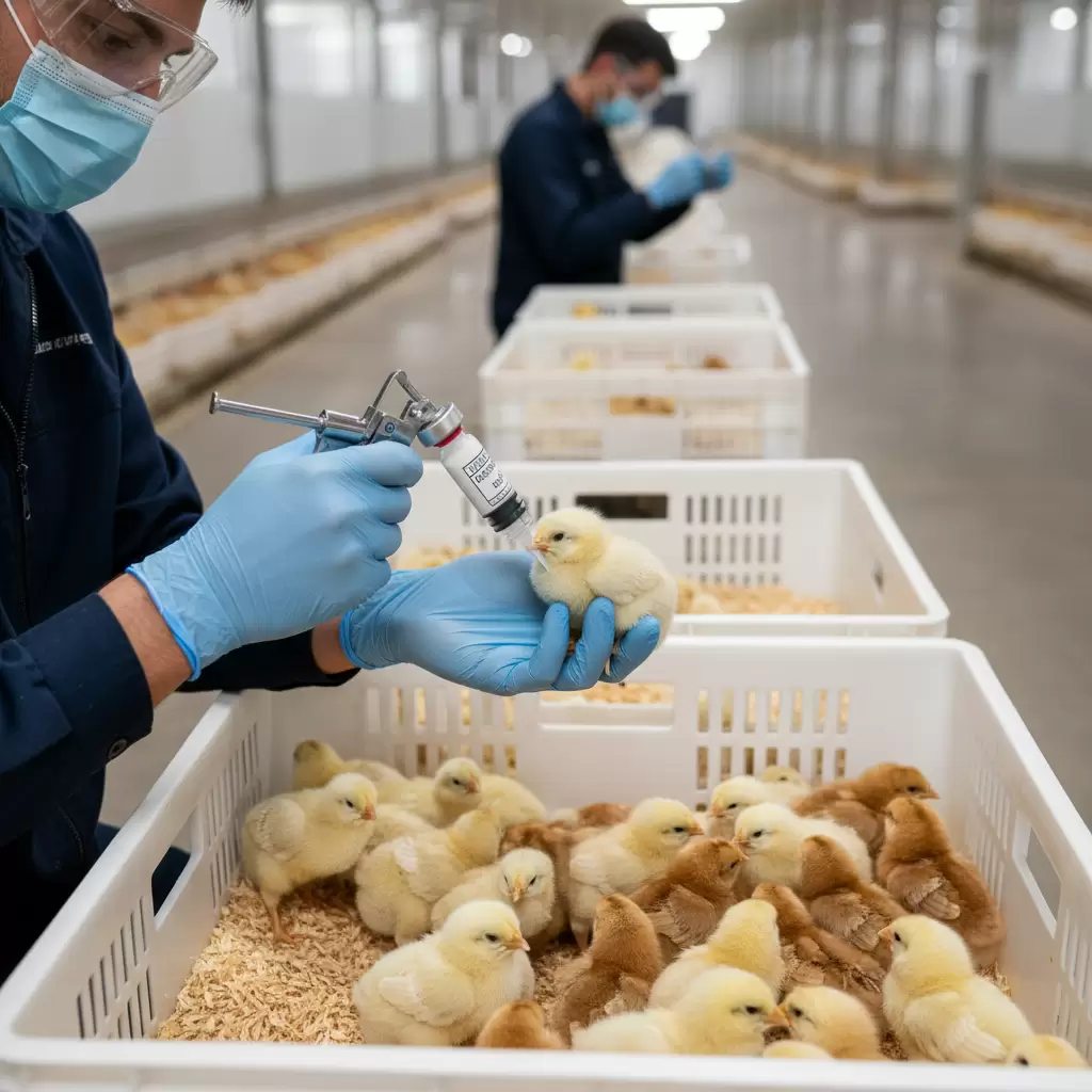 Công tác tiêm phòng vaccine là bước không thể thiếu trong kỹ thuật nuôi gà HMông