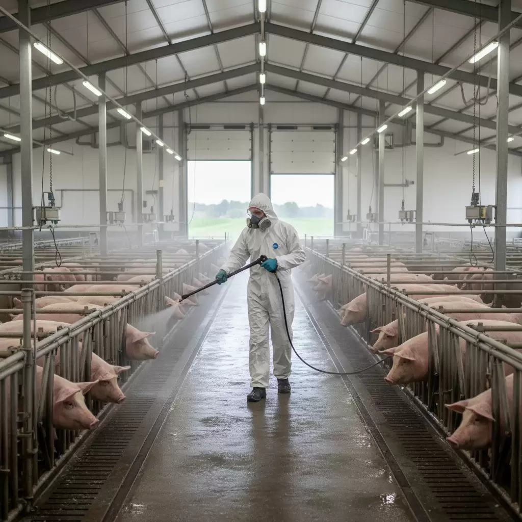 Khử trùng chuồng trại là bước then chốt trong quy trình an toàn sinh học chăn nuôi