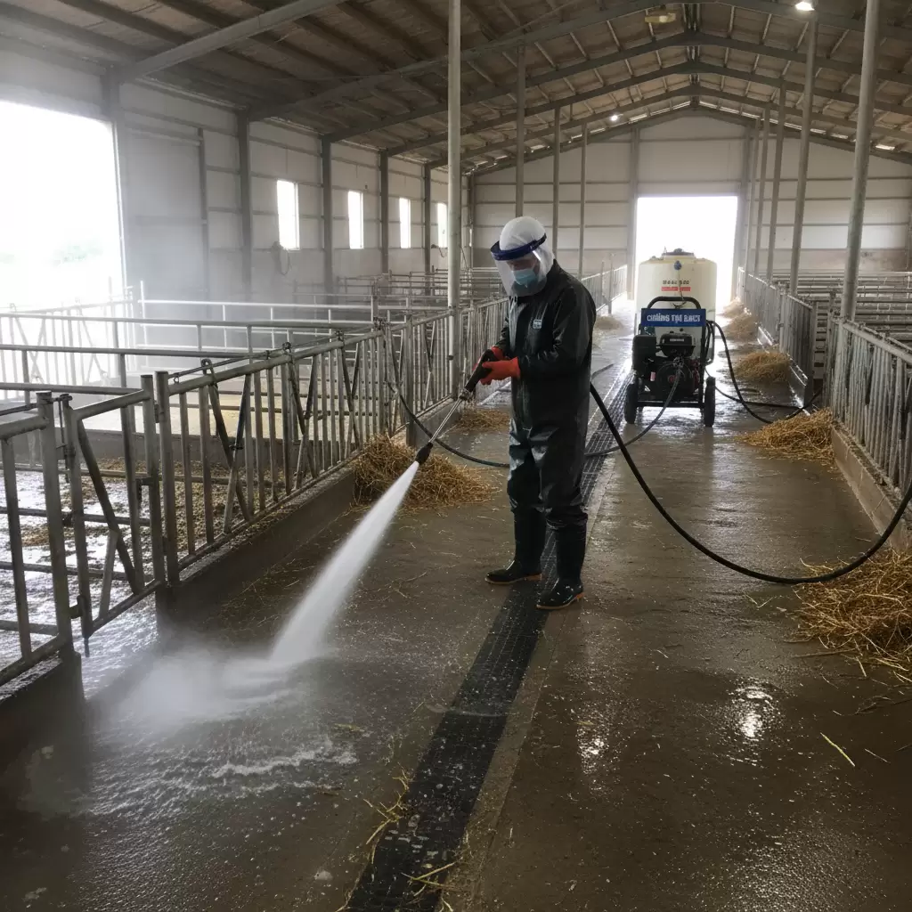 Vệ sinh cơ học kỹ lưỡng là bước đệm quan trọng trước khi phun hóa chất khử trùng