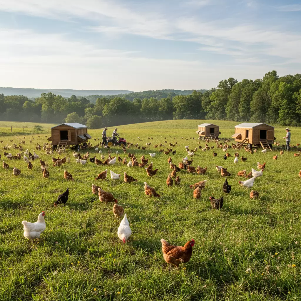 Mô hình chăn nuôi gà hữu cơ chăn thả tự nhiên trên đồng cỏ