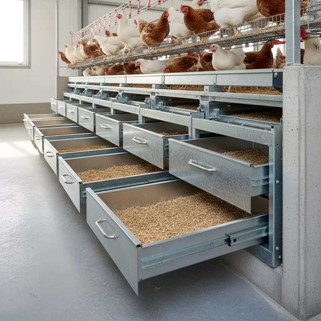 Thiết kế khay hứng chất thải dạng ngăn kéo giúp việc vệ sinh trở nên đơn giản