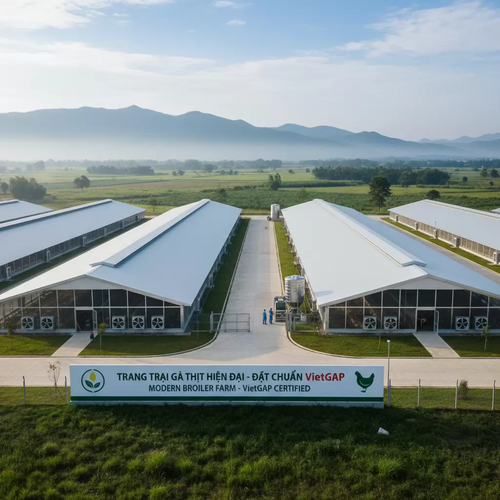 Mô hình trang trại chăn nuôi gà thịt đạt chuẩn VietGAP đảm bảo an toàn sinh học