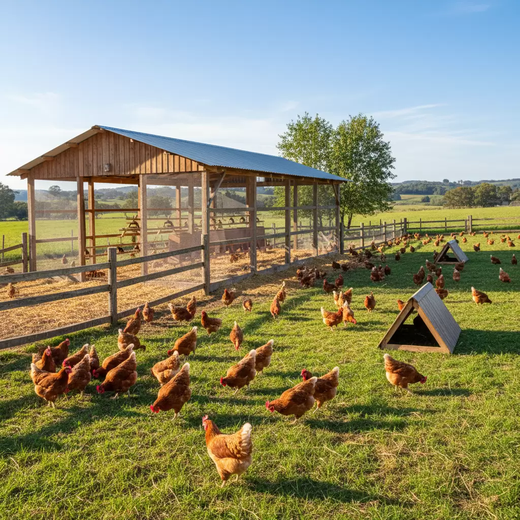 Hệ thống chuồng trại và bãi chăn thả là yếu tố then chốt giúp gà phát triển khỏe mạnh