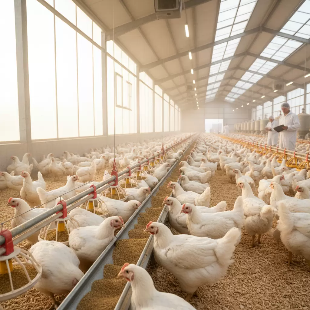 Sử dụng thức ăn công nghiệp giúp gà phát triển đồng đều và đạt năng suất tối ưu