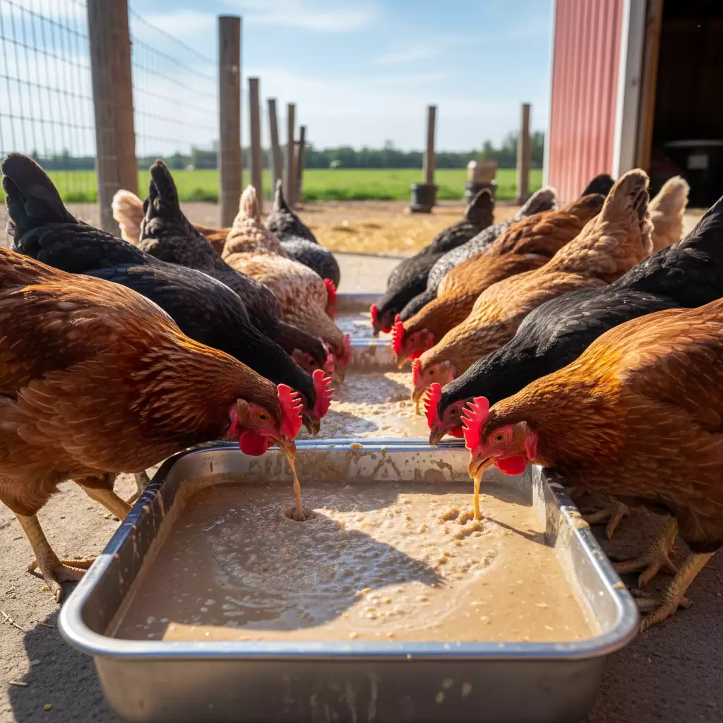 Phương pháp nuôi gà bằng thức ăn lỏng lên men mang lại hiệu quả kinh tế vượt trội