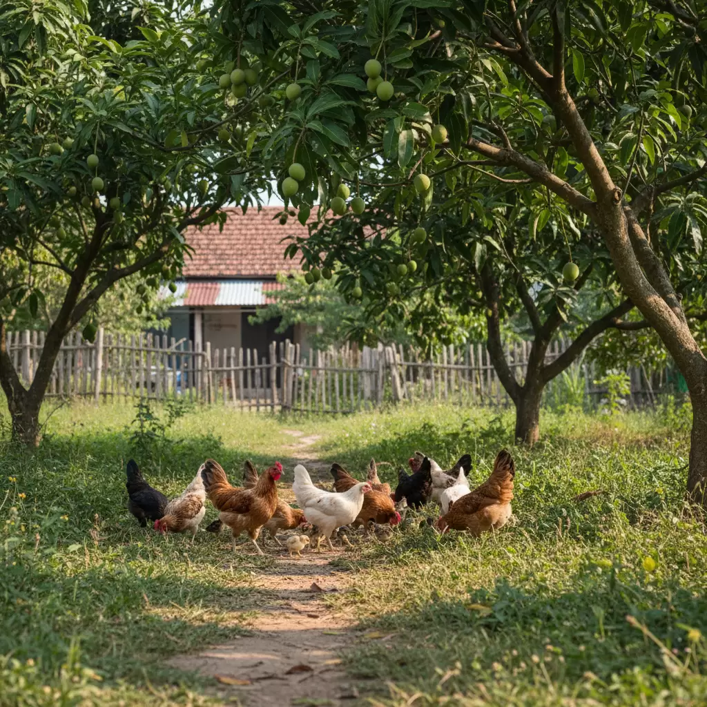 Mô hình nuôi gà thả vườn kết hợp cây ăn quả mang lại lợi ích kép cho người nông dân