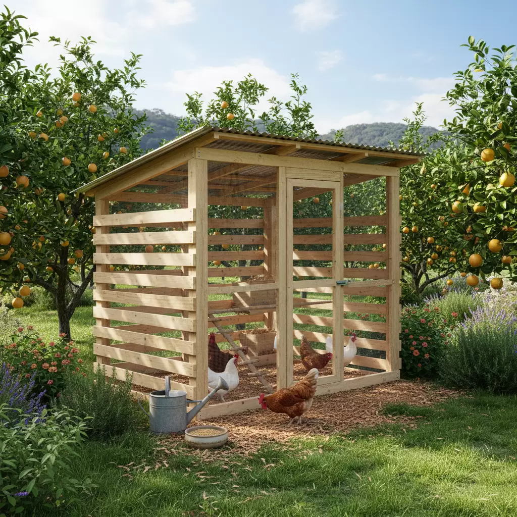 Hệ thống chuồng trại và rào chắn giúp quản lý đàn gà hiệu quả hơn