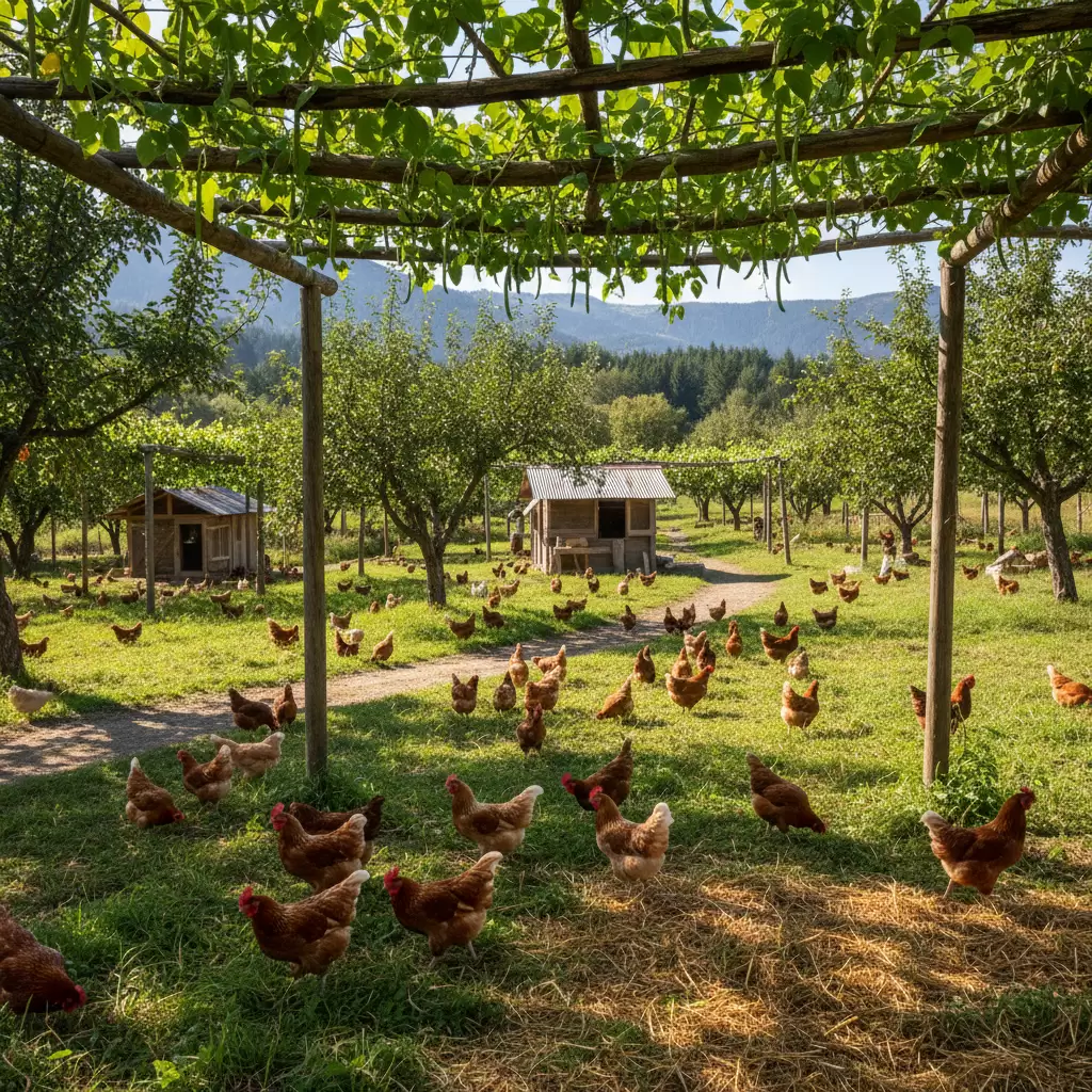 Không gian chăn thả rộng rãi là yếu tố then chốt giúp gà vận động và phát triển cơ bắp