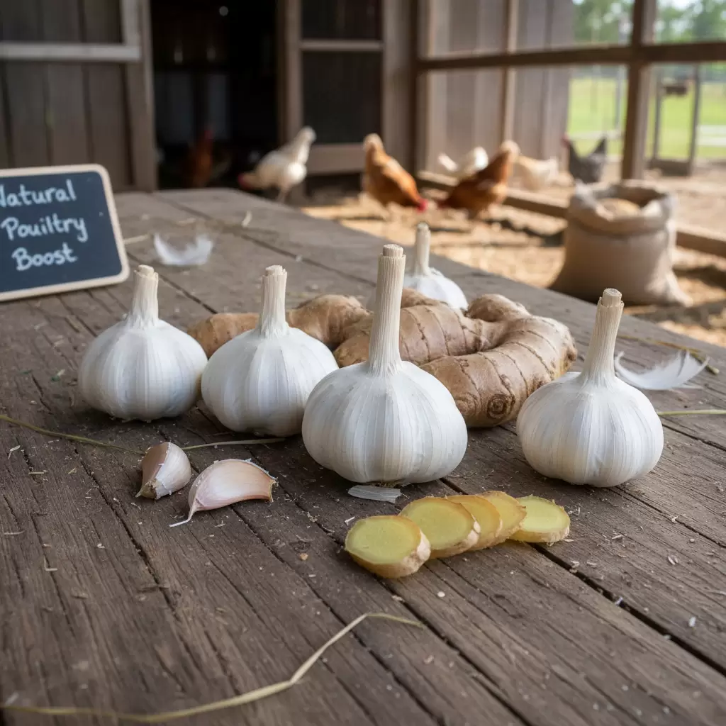 Tỏi và gừng là hai loại thảo dược tự nhiên giúp phòng bệnh hô hấp cho gà hiệu quả