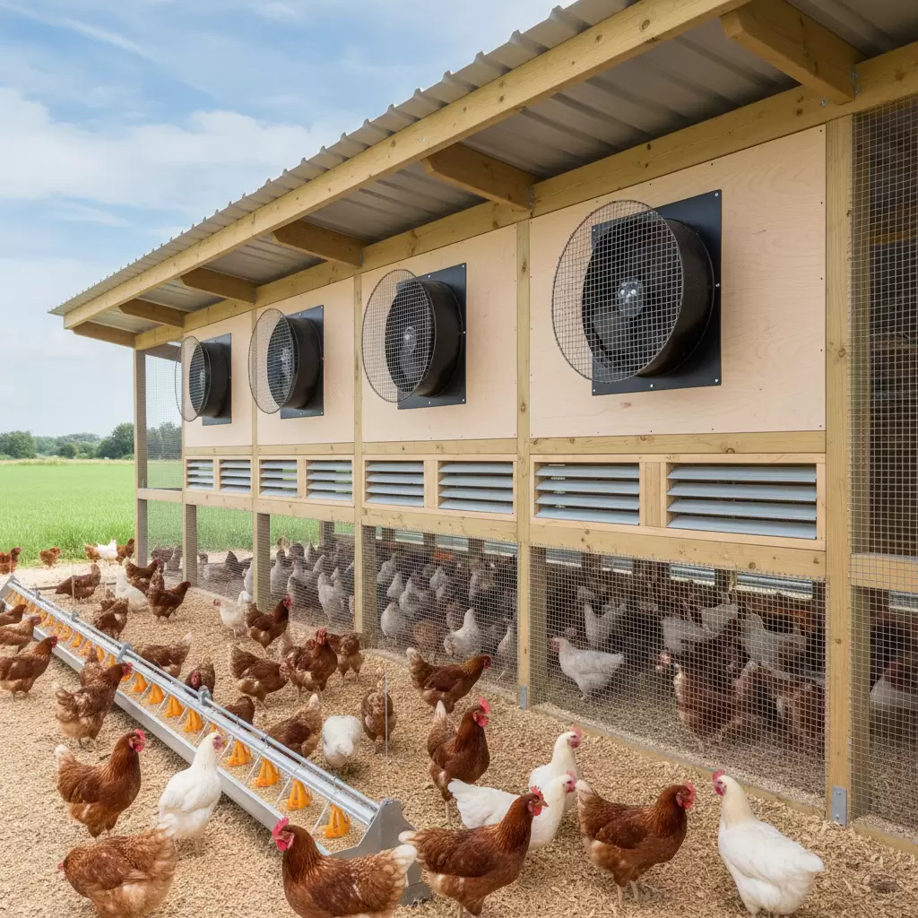 gemini_image_1770076330 Hệ thống chuồng trại tiêu chuẩn giúp gà phát triển khỏe mạnh