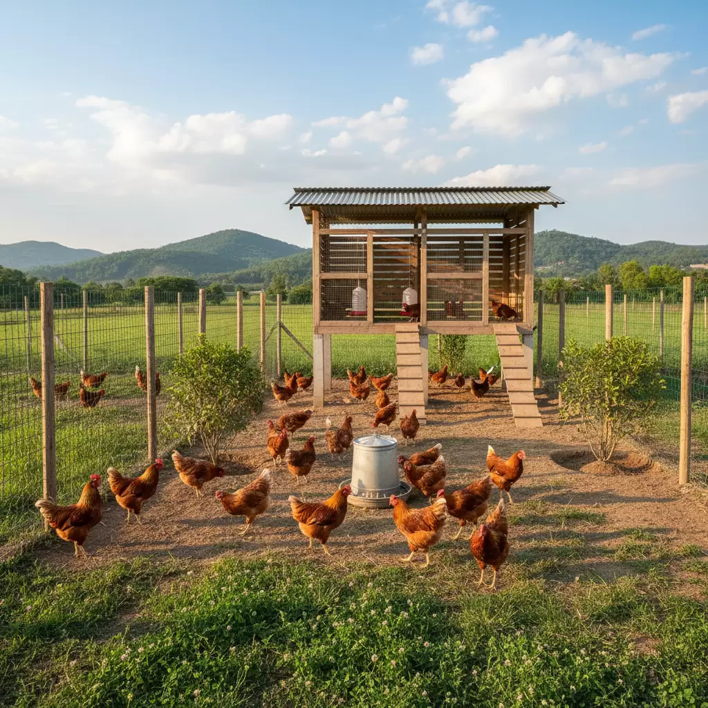 Thiết kế chuồng trại nuôi gà Hồ cần đảm bảo không gian vận động rộng rãi