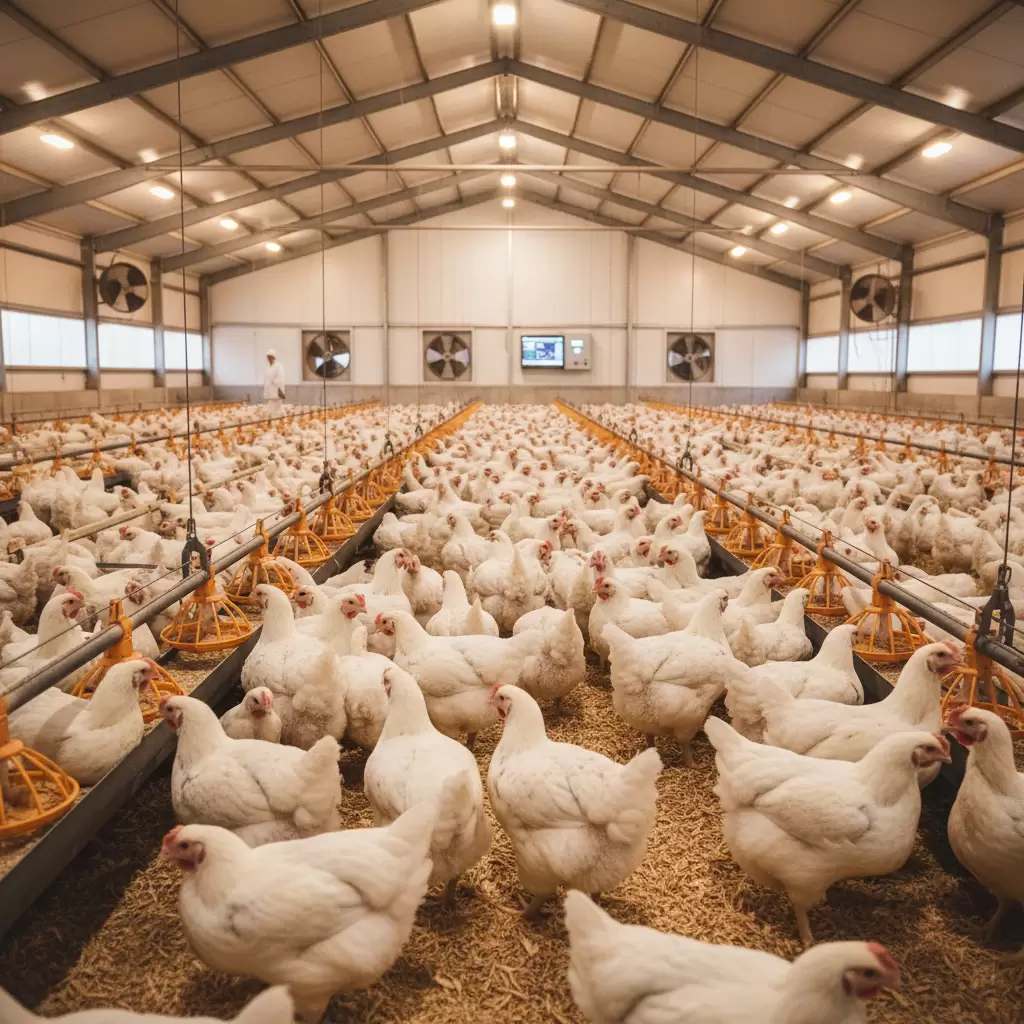 gemini_image_1770082947 Đàn gà khỏe mạnh nhờ áp dụng quy trình phòng bệnh Gumboro bằng vaccine và vệ sinh nghiêm ngặt