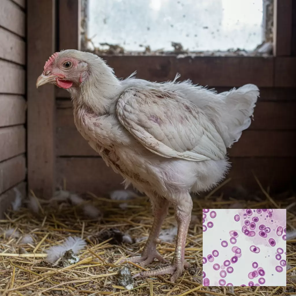 Mào và tích gà bị nhợt nhạt là dấu hiệu điển hình của bệnh ký sinh trùng đường máu