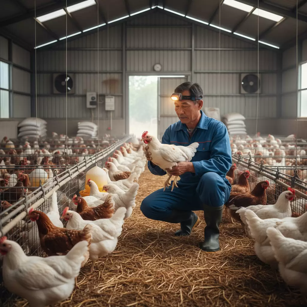 gemini_image_1770085053 Việc quan sát biểu hiện của đàn gà hàng ngày là kỹ năng quan trọng trong chăn nuôi