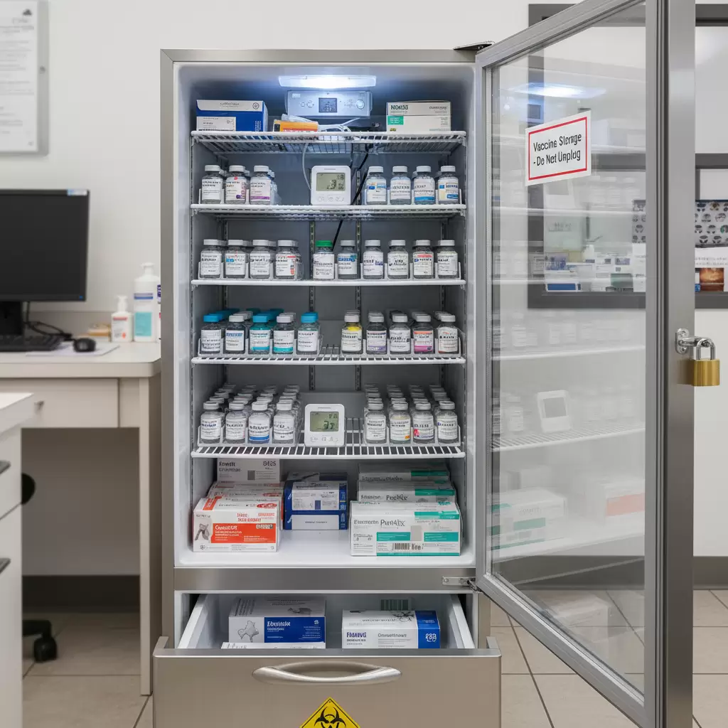 Quy trình bảo quản vaccine gà nghiêm ngặt trong tủ lạnh chuyên dụng