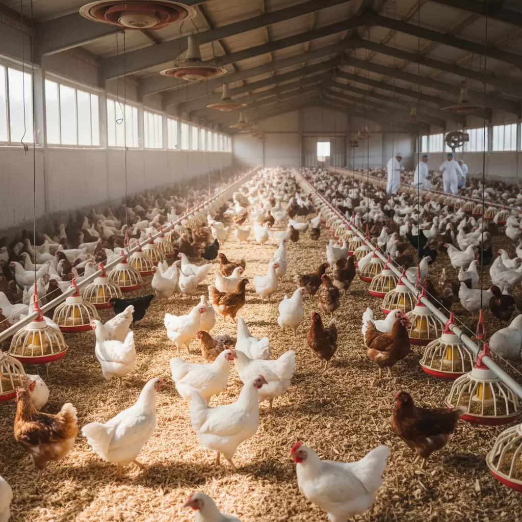 gemini_image_1770085618 Đảm bảo đàn gà ở trạng thái tốt nhất trước khi tiến hành quy trình tiêm phòng