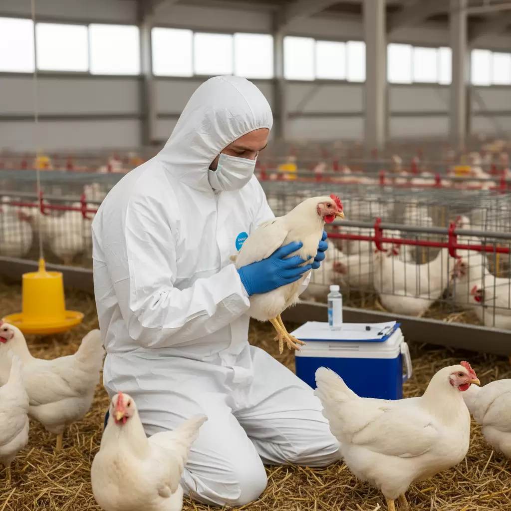 gemini_image_1770086921 Cần theo dõi sát sao các biểu hiện bất thường của gà sau khi tiêm để xử lý kịp thời