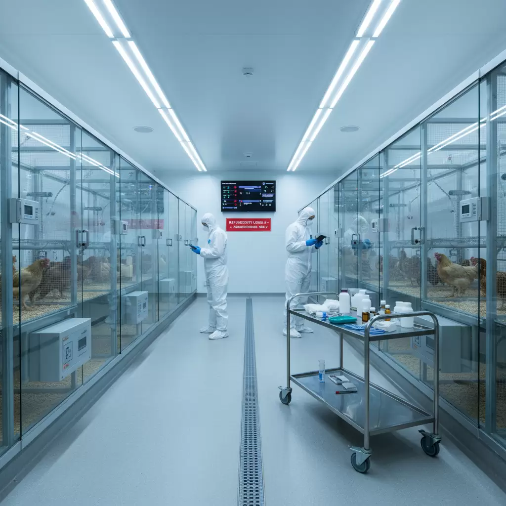 Mô hình khu cách ly gà bệnh được xây dựng tách biệt hoàn toàn với khu vực chăn nuôi chính