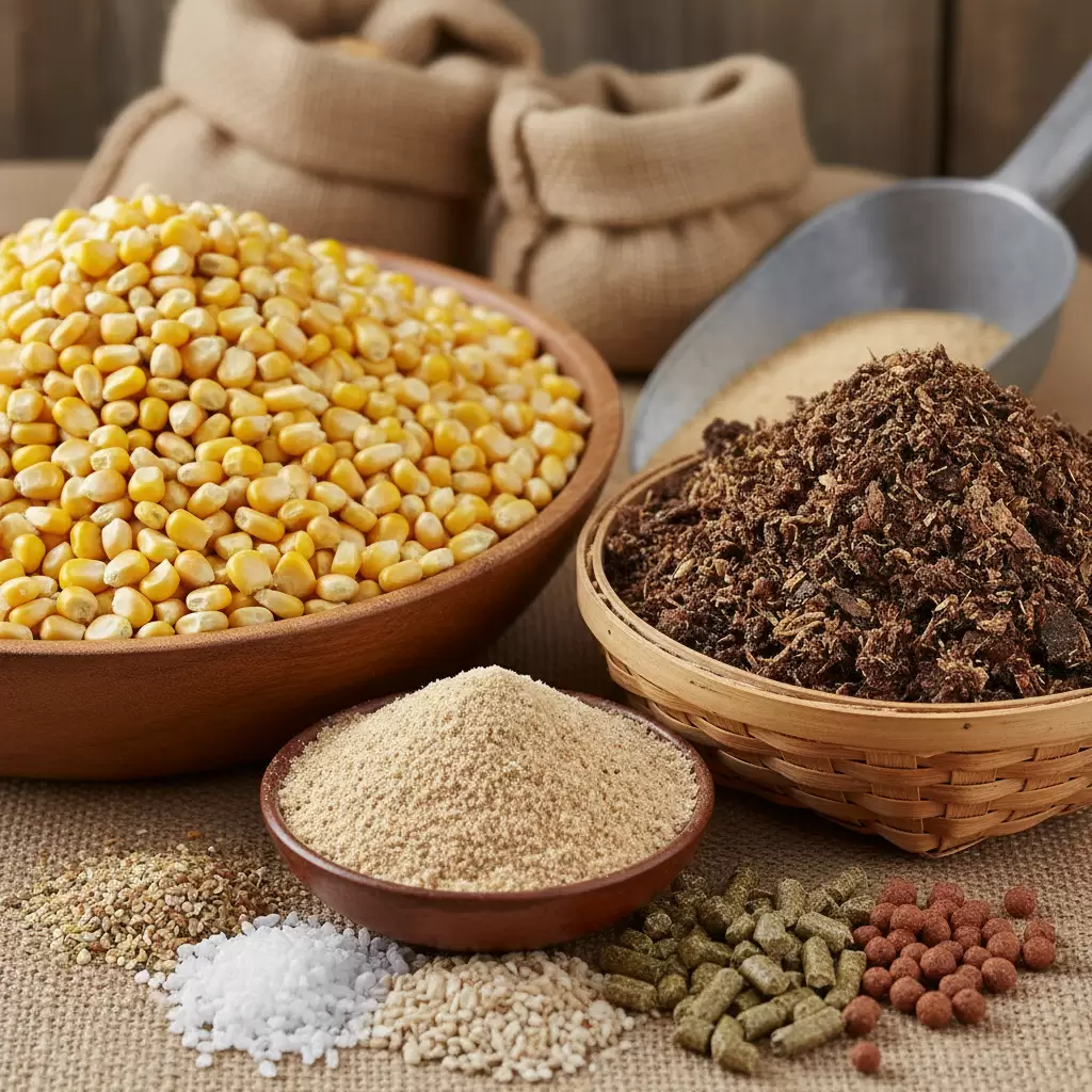 Sự kết hợp đa dạng các nhóm nguyên liệu đảm bảo cân bằng dinh dưỡng cho gà