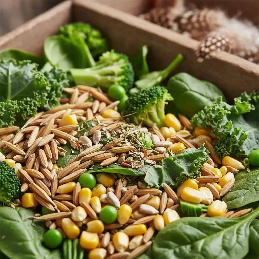 Nguồn dinh dưỡng thiết yếu từ ngũ cốc và rau xanh cho gia cầm