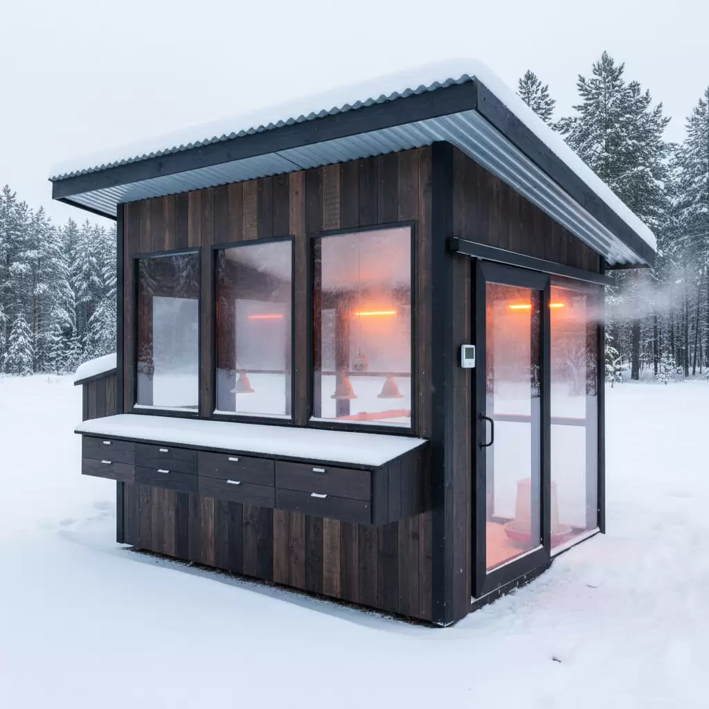 Mô hình chuồng gà được thiết kế tối ưu để chống lạnh và gió lùa trong mùa đông