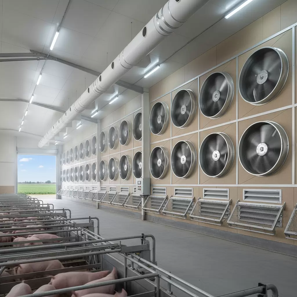Hệ thống thông gió giúp giảm nồng độ khí độc amoniac và làm khô nền chuồng nhanh chóng