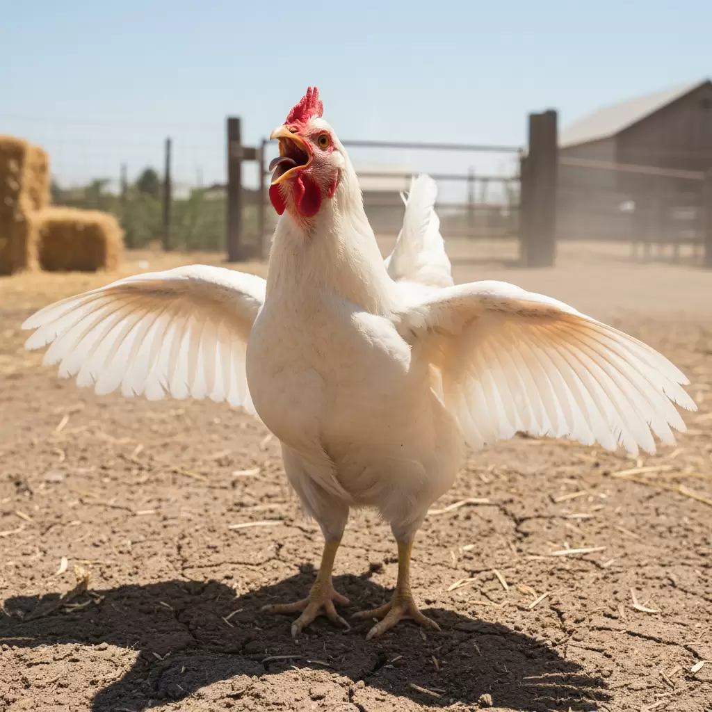 Gà há miệng thở nhanh và dang cánh là biểu hiện đặc trưng khi bị stress nhiệt
