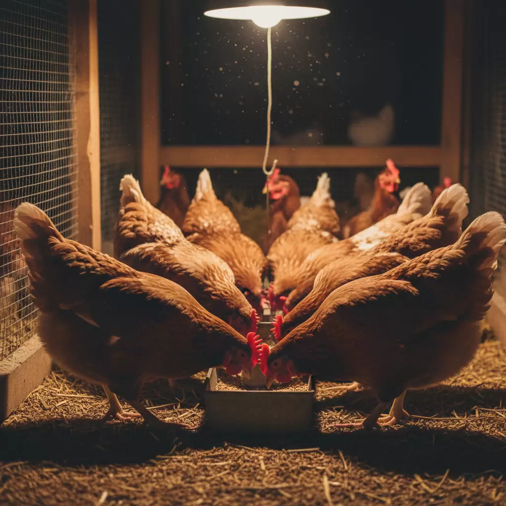 Ánh sáng giúp gà tăng cường khả năng tiêu thụ thức ăn và chuyển hóa dưỡng chất