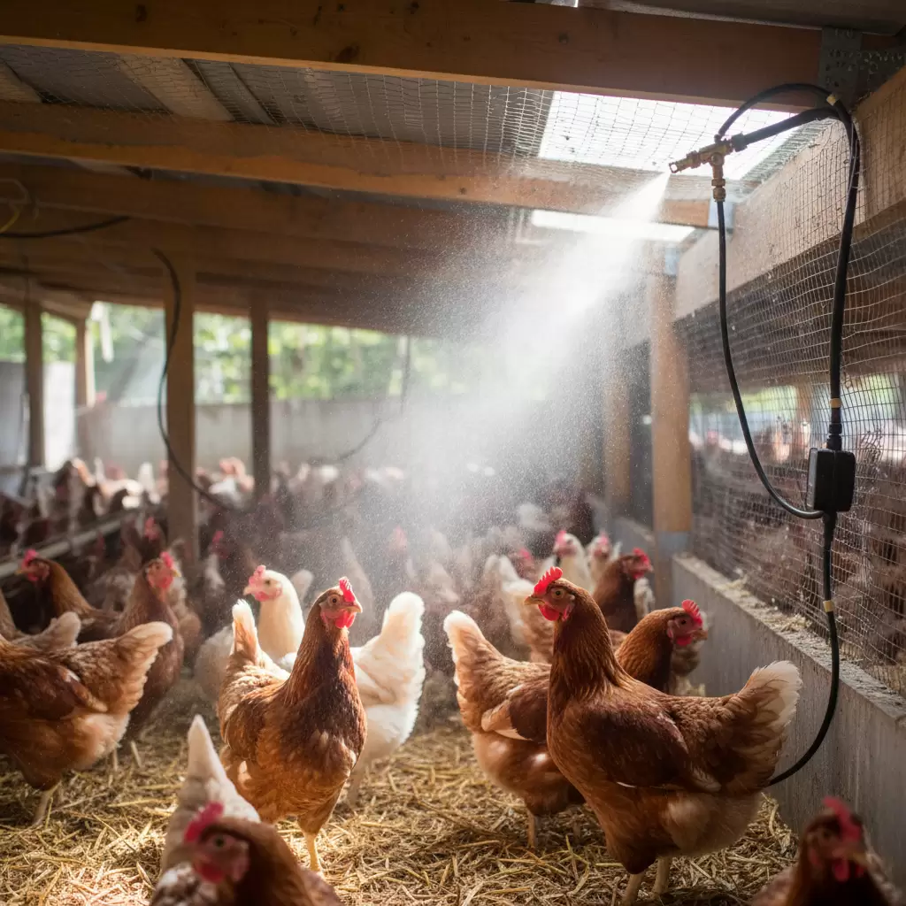 Béc phun tạo ra các hạt sương mịn giúp giảm bụi và cải thiện chất lượng không khí