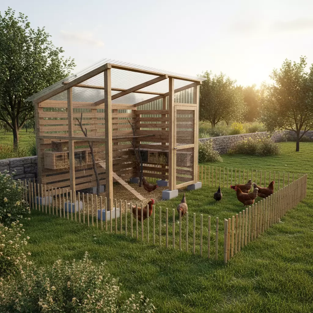 gemini_image_1770105755 Mô hình chuồng trại tiêu chuẩn giúp gà phát triển khỏe mạnh