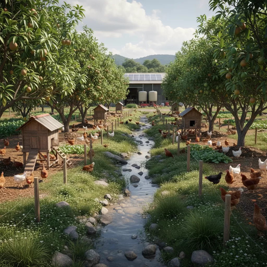 Mô hình nuôi gà thả vườn kết hợp trồng cây giúp tối ưu hóa diện tích và nâng cao hiệu quả kinh tế