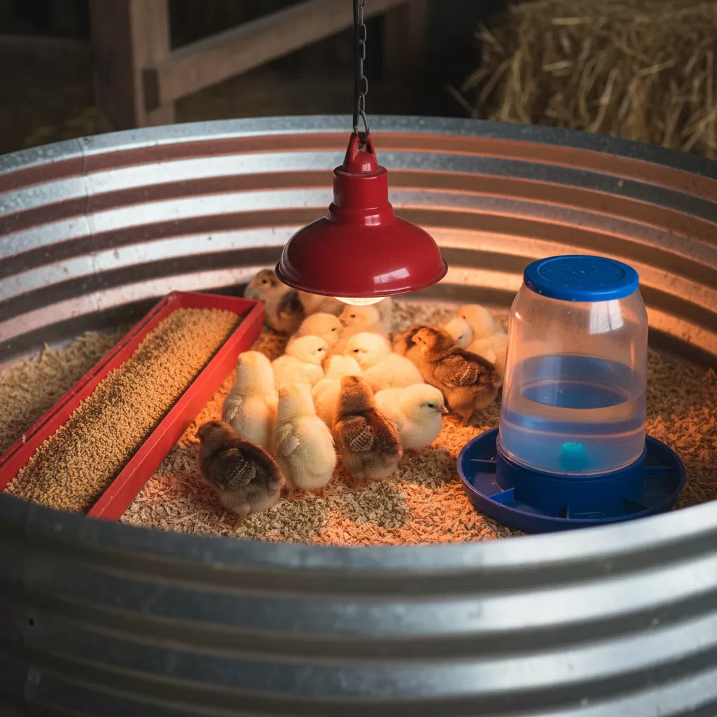 Bố trí dụng cụ chăn nuôi khoa học giúp gà con dễ dàng tiếp cận thức ăn và nước uống