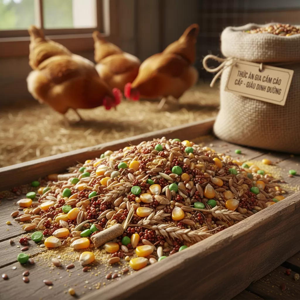 Chất lượng thức ăn và khả năng hấp thụ của hệ tiêu hóa quyết định hàm lượng vitamin trong cơ thể gà