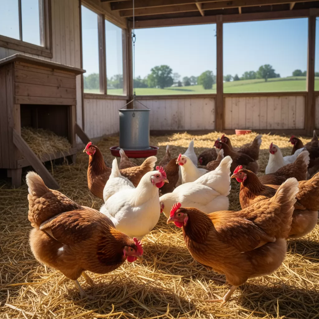 gemini_image_1770282594 Đàn gà phát triển đồng đều và khỏe mạnh nhờ chế độ dinh dưỡng đầy đủ vitamin nhóm B