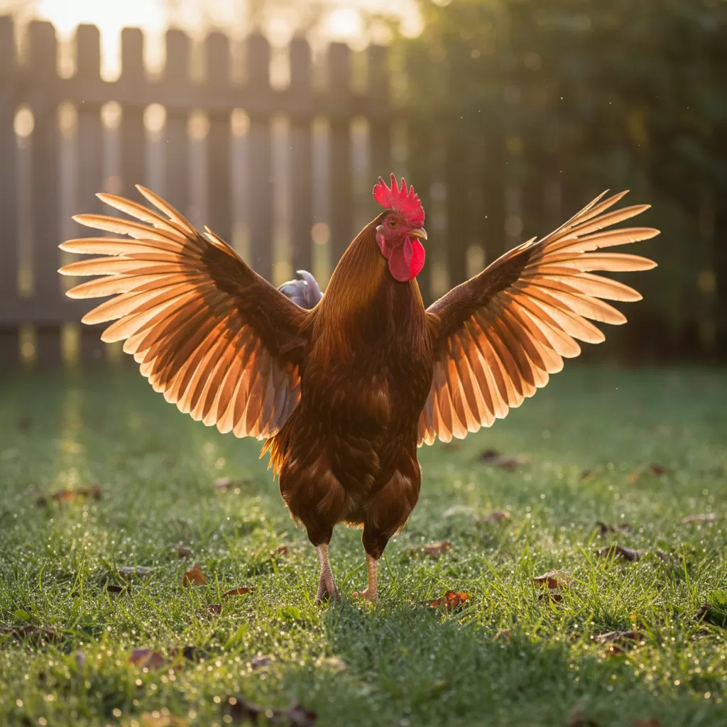 gemini_image_1770285340 Hành vi dang cánh đón nắng giúp gà tiêu diệt vi khuẩn và ký sinh trùng có hại