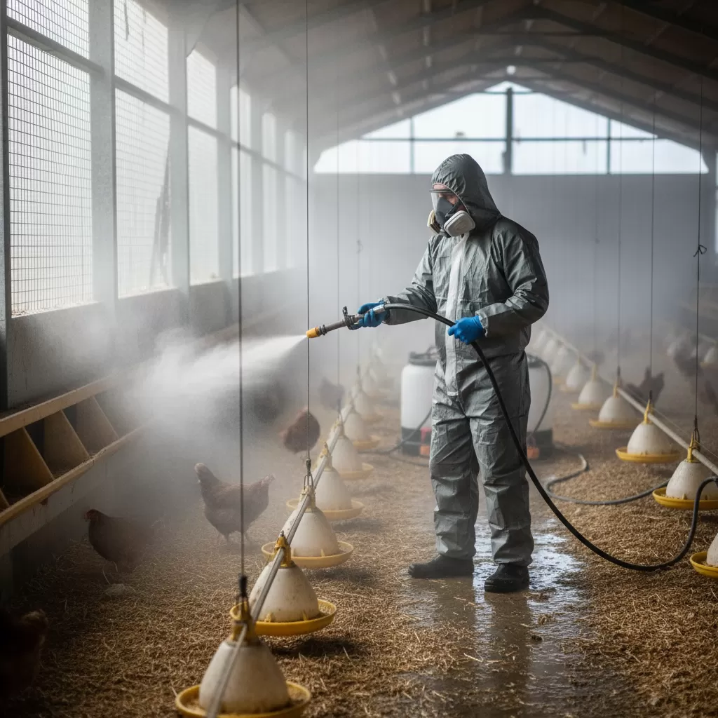 Vệ sinh chuồng trại sạch sẽ giúp loại bỏ mầm bệnh và giảm stress cho gà