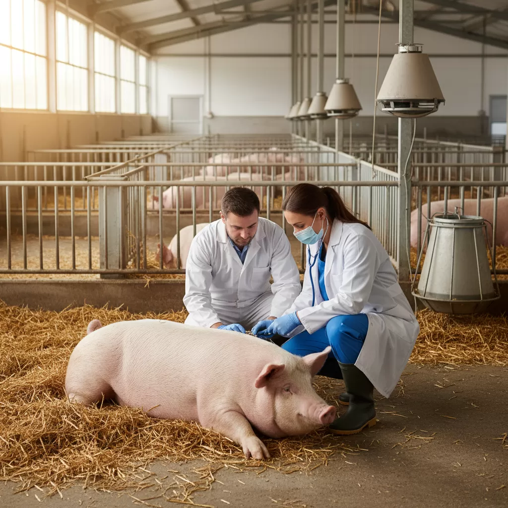 gemini_image_1770292997 Sự can thiệp kịp thời của bác sĩ thú y giúp bảo vệ sức khỏe đàn vật nuôi và giảm thiểu rủi ro kinh tế