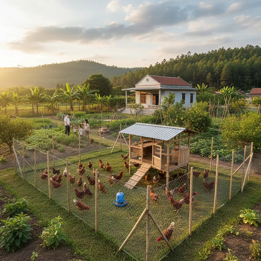 Mô hình nuôi gà bán chăn thả mang lại hiệu quả kinh tế cao cho các hộ gia đình nhỏ