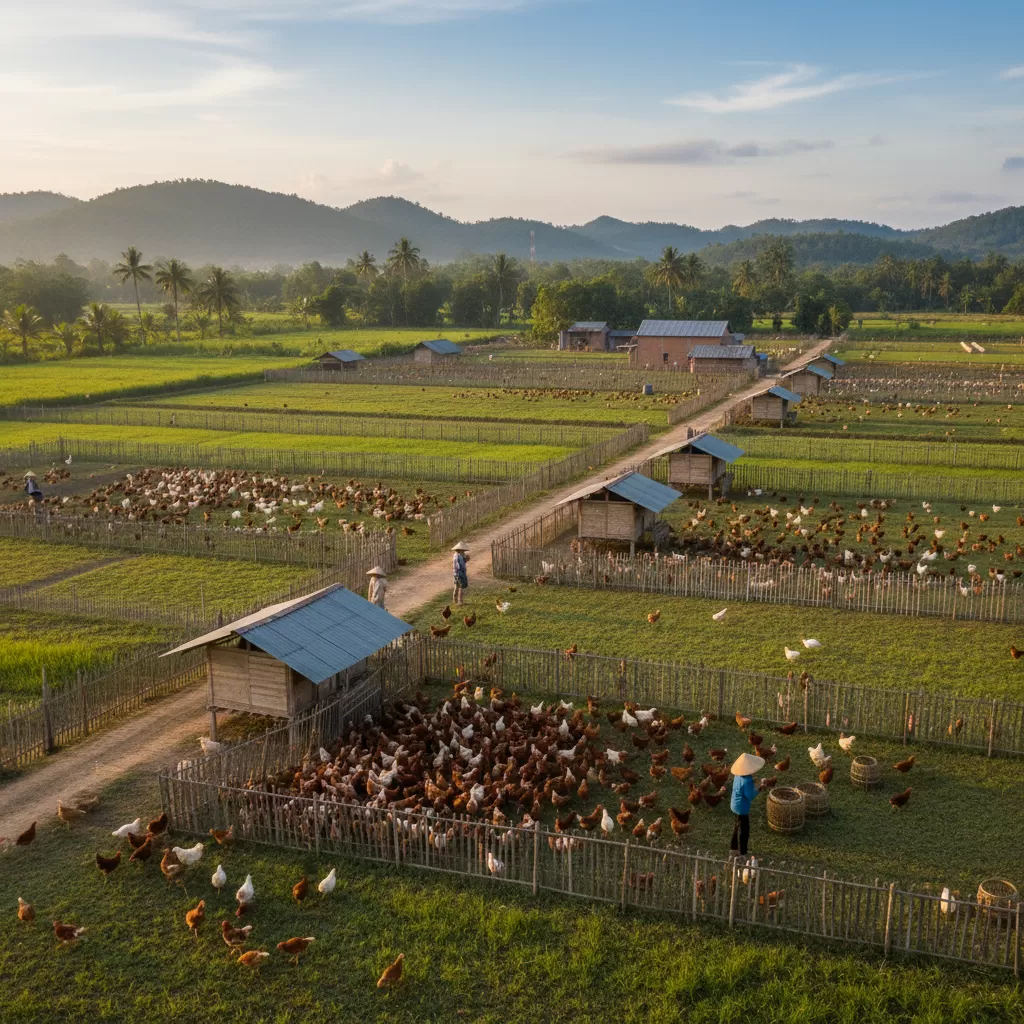 Mô hình trang trại nuôi gà chuyên nghiệp được chia sẻ trong cộng đồng